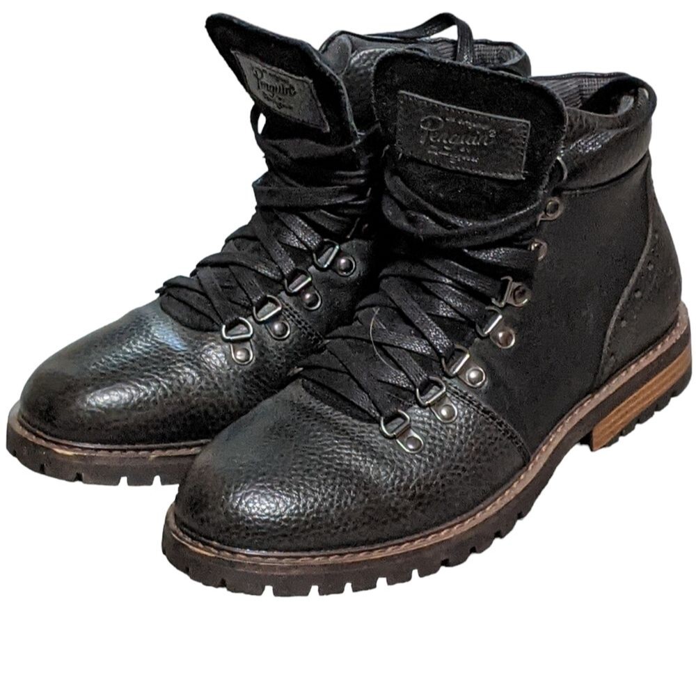 Penguin black leather lace up chukka round toe ankle boots logo men's size 8
